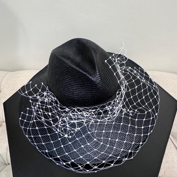 ROSIE OLIVIA HULA QUIRKY TRILBY WITH A IVORY VEIL ADORNED WITH TINY PEARLS. main image 4